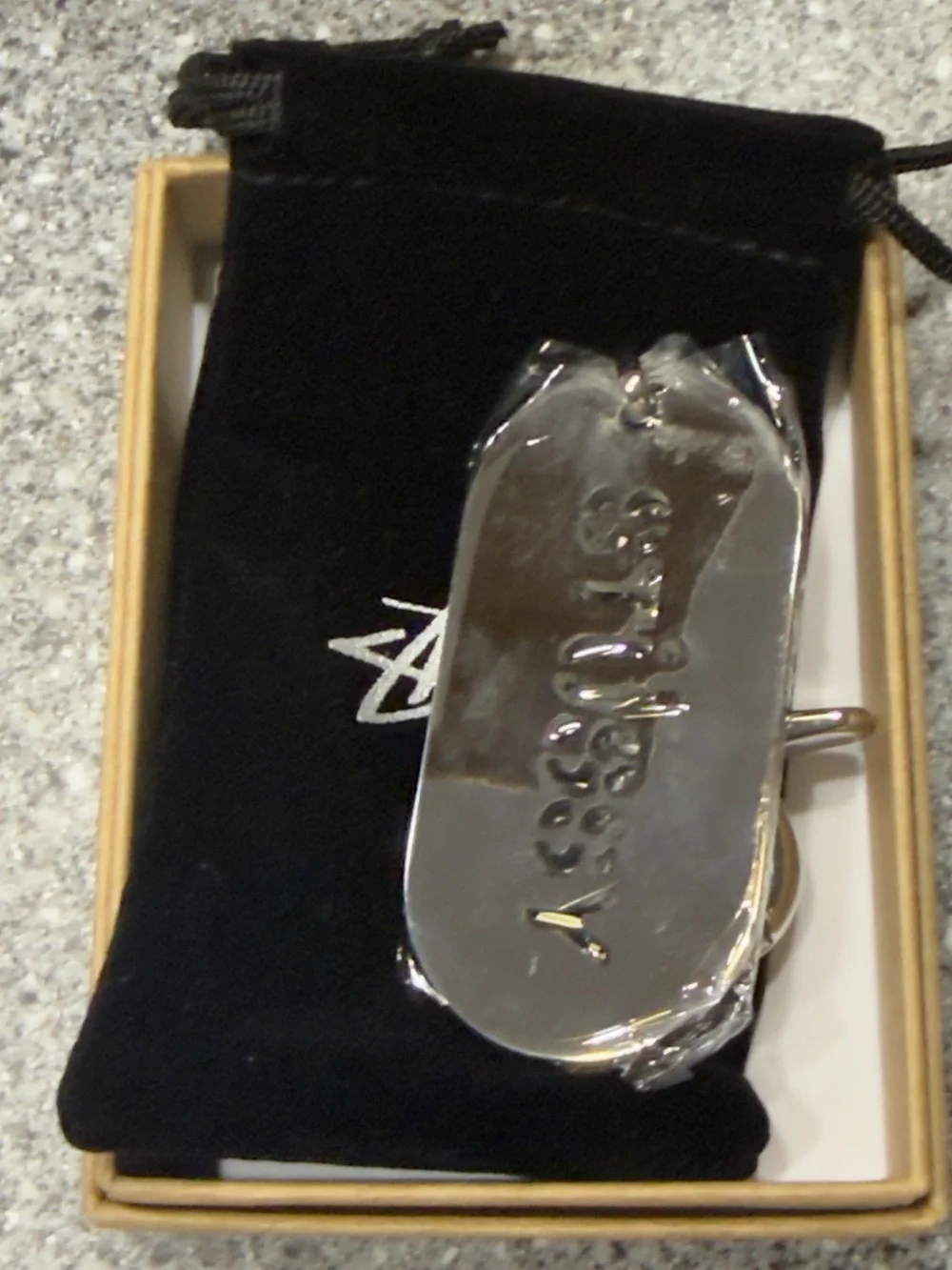 Stussy Silver Logo Tag Key Clip